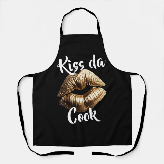 Kiss da Cook Gold Lips Apron (Front)