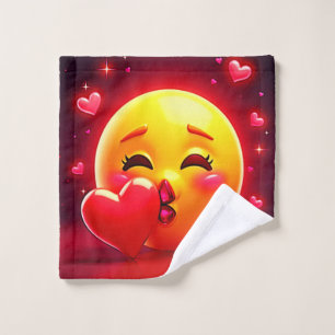 Kiss Emoji: Love and Hearts Art Bath Towel Set