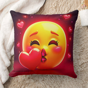 Kiss Emoji: Love and Hearts Art Cushion