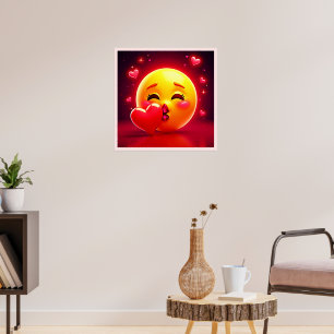 Kiss Emoji: Love and Hearts Art Poster