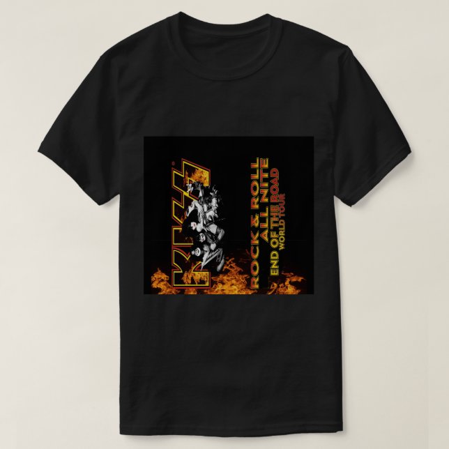 KISS End Of The Road World Tour Fire Flames Rock & T-Shirt (Design Front)