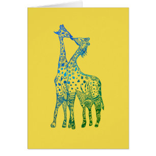 Kiss Giraffes African Giraffe Postcard