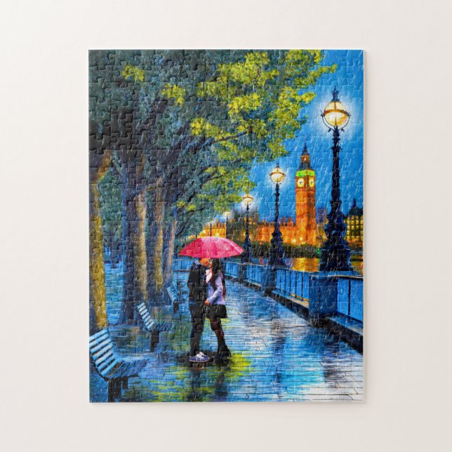 Kiss In The Rain - London Big Ben Jigsaw Puzzle (Vertical)