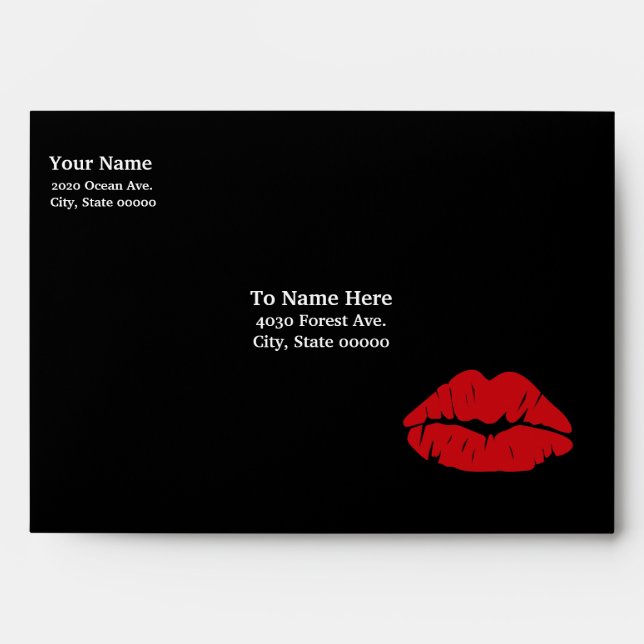 Kiss Kiss Greeting Black Envelope (Front)