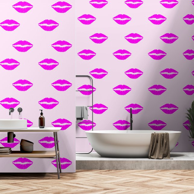 Kiss Lips Custom Colour White Wallpaper (Bathroom)