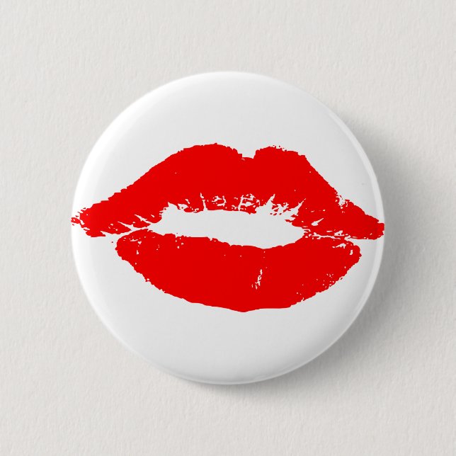 Kiss Lips Red Lipstick Love Passion Valentine 6 Cm Round Badge (Front)