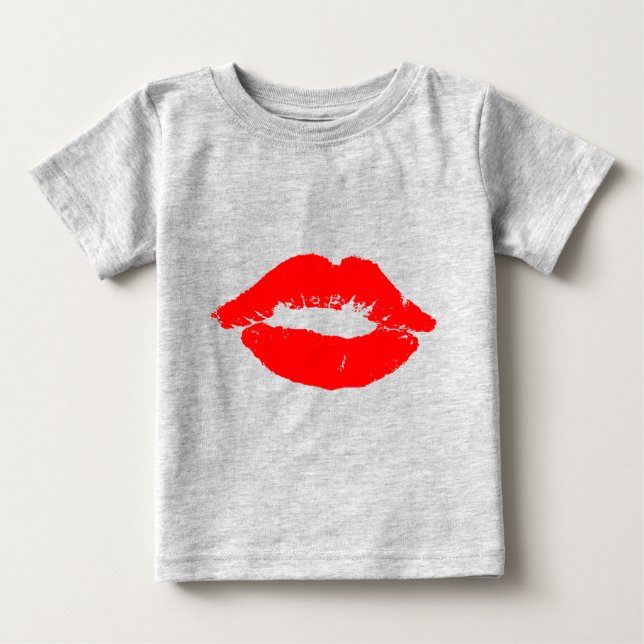 Kiss Lips Red Lipstick Love Passion Valentine Baby T-Shirt (Front)