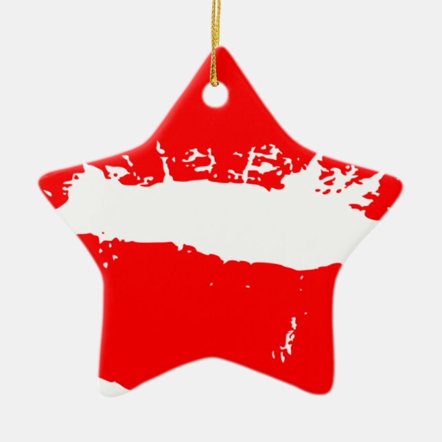 Kiss Lips Red Lipstick Love Passion Valentine Ceramic Tree Decoration (Front)