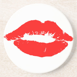 Kiss Lips Red Lipstick Love Passion Valentine Coaster