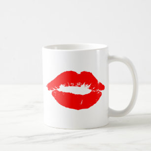 Kiss Lips Red Lipstick Love Passion Valentine Coffee Mug