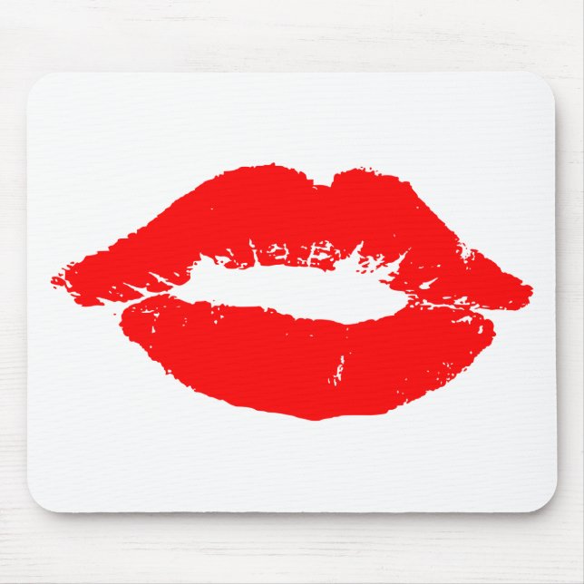 Kiss Lips Red Lipstick Love Passion Valentine Mouse Pad (Front)