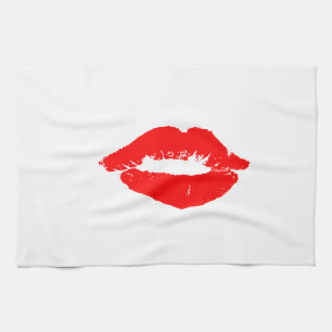 Kiss Lips Red Lipstick Love Passion Valentine Tea Towel