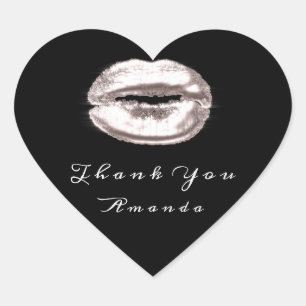 Kiss Lips Rose Grey Black Makeup Bridal 16 Thank Heart Sticker
