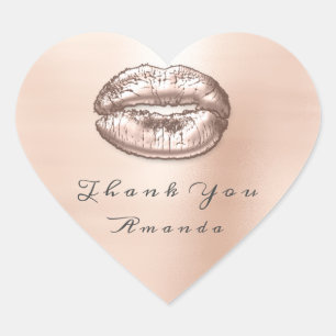 Kiss Lips Rose Pink Heart Makeup Bridal 16th Thank Sticker
