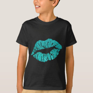 Kiss Lips Turquoise Blue Valentines Day Y Love Vib T-Shirt