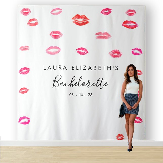 Kiss Lipstick Bachelorette Photo Booth Backdrop Tapestry (Creator Uploaded)