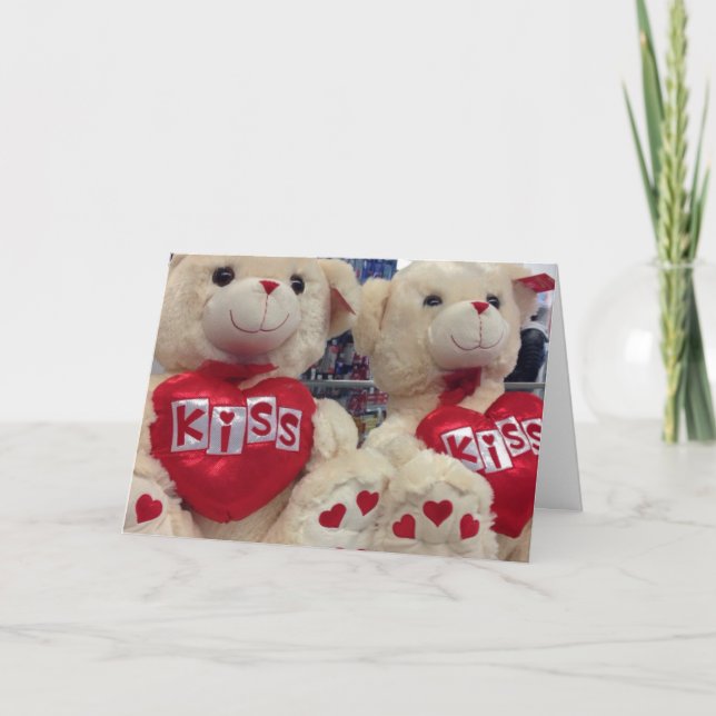 Kiss Love Teddy Bear Bears Valentine's Day Card (Front)