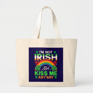 kiss me anyway irish humour design-63942 large tote bag