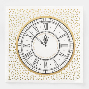 Kiss Me at Midnight New Years Clock Paper Plate Napkin