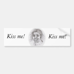 Kiss me! - Bleistiftzeichnung Bumper Sticker