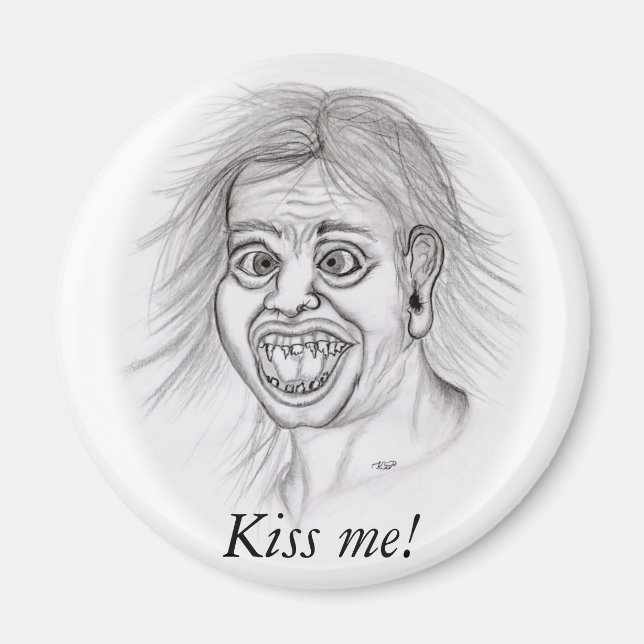 Kiss me! - Bleistiftzeichnung Magnet (Front)