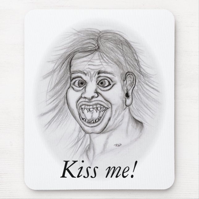 Kiss me! - Bleistiftzeichnung Mouse Pad (Front)