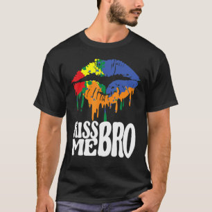 Kiss Me Bro Gay Rainbow Mouth to Kiss for Pride Pe T-Shirt