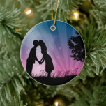 Kiss Me Ceramic Tree Decoration<br><div class="desc">Silhouette of a couple kissing. Perfect design for weddings,  engagement parties,  valentines day or any other romantic occasion.</div>