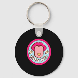 Kiss Me Flower Tongue Out Valentines Day Womens Me Key Ring