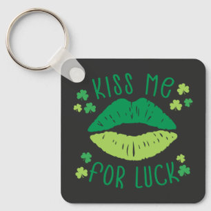 Kiss Me For Luck St Patricks Day Key Ring