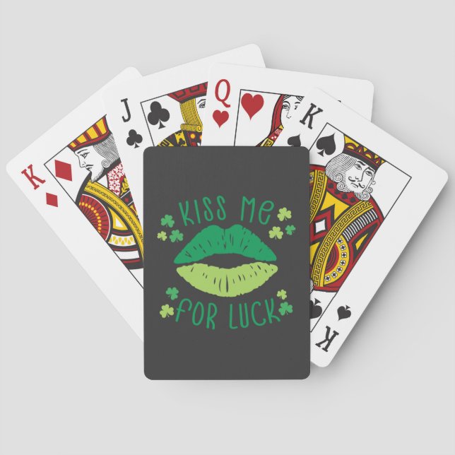 Kiss Me For Luck St Patricks Day Playing Cards (Back)