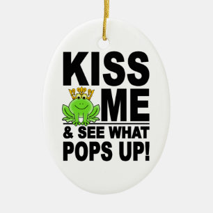 KISS ME Frog ornament, customisable Ceramic Tree Decoration