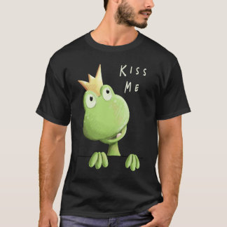 Kiss Me Frog with Crown Frog Prince Fan T-Shirt