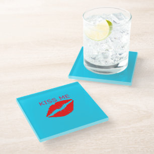 Kiss Me Glass Coaster