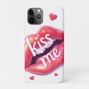 Kiss Me Glossy Red Lips Art Illustration Case-Mate iPhone Case