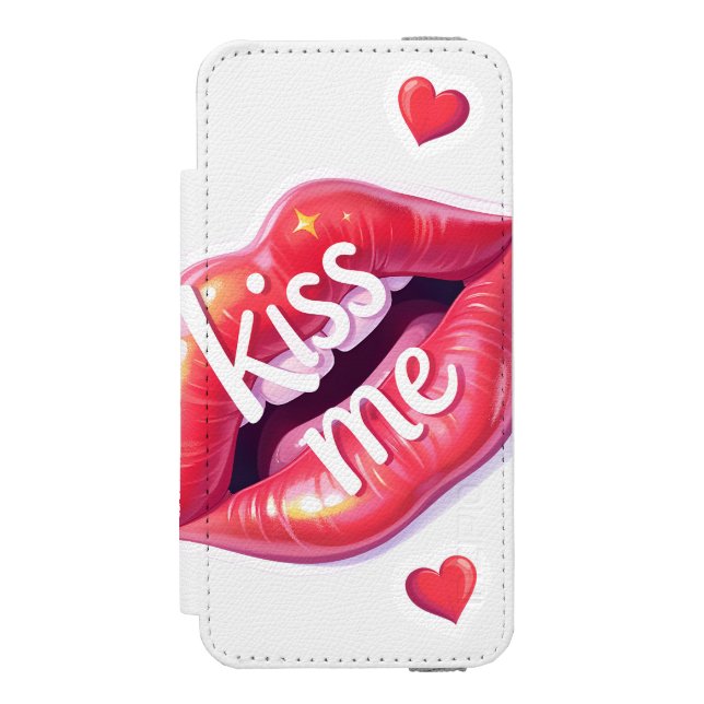 Kiss Me Glossy Red Lips Art Illustration Incipio iPhone Wallet Case (Folio Front)