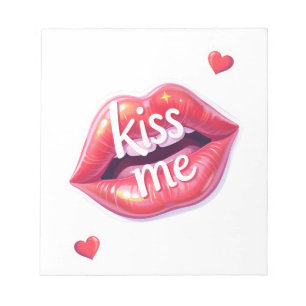 Kiss Me Glossy Red Lips Art Illustration Notepad