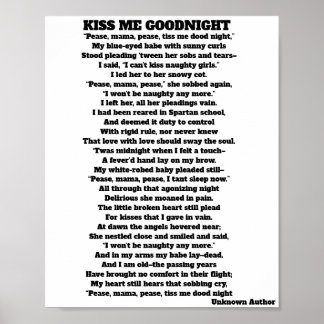 KISS ME GOOD NIGHT poem Poster