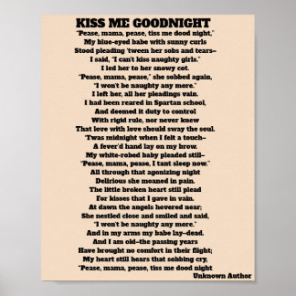 KISS ME GOOD NIGHT poem Poster