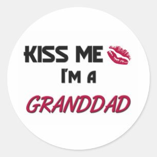Kiss Me Granddad Classic Round Sticker