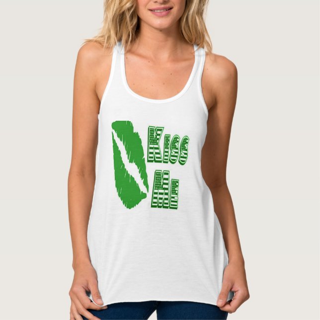 kiss me green lips singlet (Front)