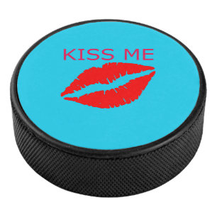 Kiss Me Hockey Puck