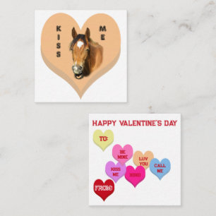 KISS ME Horse Conversation Hearts Valentine's Card