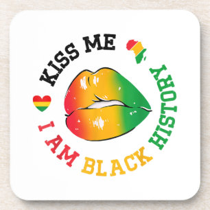 Kiss Me I Am Black History Month African American Coaster
