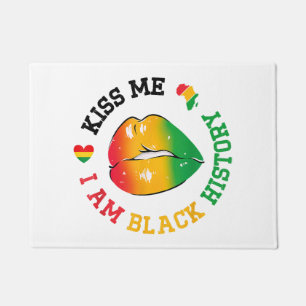 Kiss Me I Am Black History Month African American Doormat