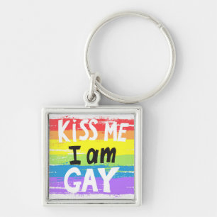 Kiss Me I Am Gay Key Ring