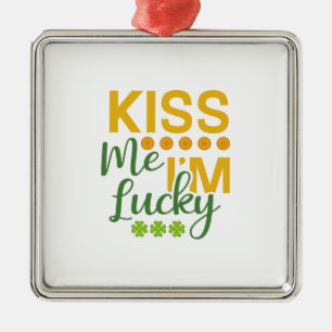Kiss Me I Am Lucky Metal Tree Decoration