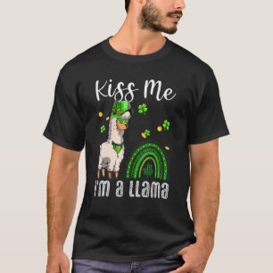 Kiss Me I M A Llama Rainbow St Patricks Day Famil T-Shirt