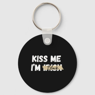 Kiss Me I’m Irish Black Funny Retro St Patricks Da Key Ring