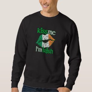 Kiss Me I M Irish St Patrick Adult Distressed Desi Sweatshirt